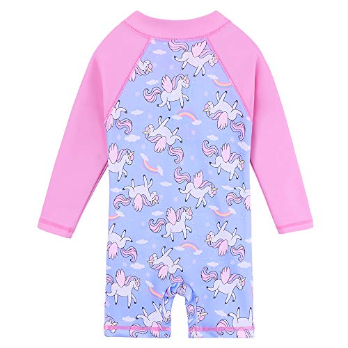 Image of XFGIRLS Baby Girls Swimsuit One Piece Long Sleeve Rash Guard Shirts Quick-Dry Bathing Suit 1M-6M