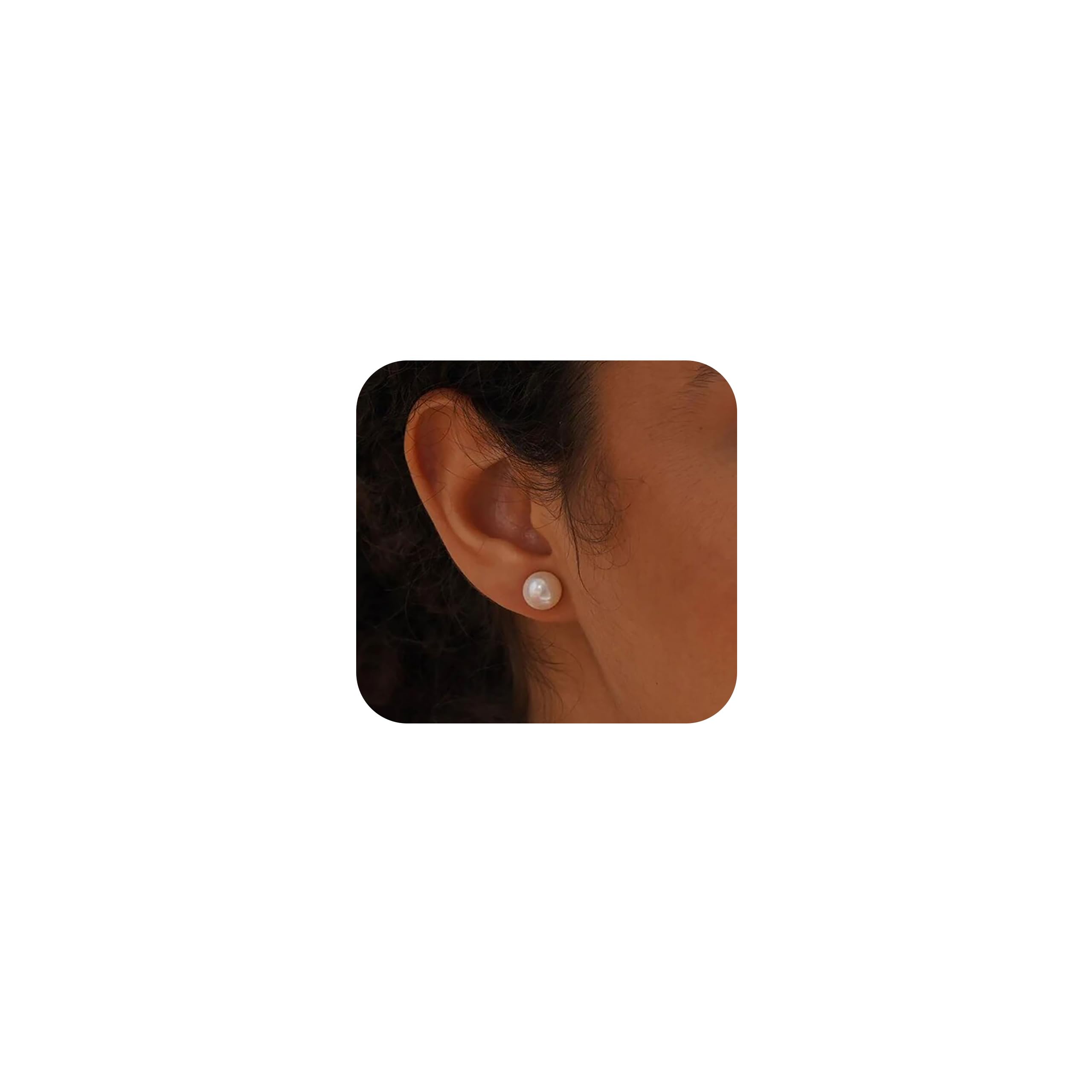 FUNEIA Orecchini Perle Donna Argento 925/Oro 14K Orecchino Bambina Anallergici Punto Luce con Zirconi Diamante Piercing Orecchio Perla d'Acqua Gioielli Dorati Regalo Donna