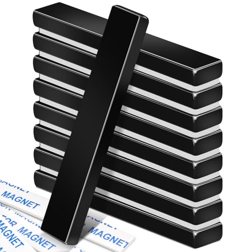 Image of MIKEDE 9 Pcs Magnets, Waterproof Strong Neodymium Bar Magnets with Epoxy Coating and Adhesive, Rare Earth Magnet, Strong Magnet Heavy Duty for Tool Room, Kitchen, Whiteboard - 2.36 x 0.39 x 0.20 in