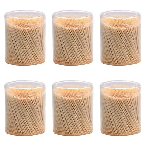 Esmartlife Bamboo Wooden Toothpicks ,3000 Piece Wood Round Toothpicks in Clear Plastic Storage Box .Sturdy Smooth Finish Tooth Picks,Toothpicks Wood,Teeth Cleaning Toothpicks Cover