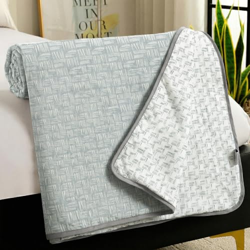 Image of Story@Home Dohar Double Bed Cotton 100% | 150GSM 225 x240 cm Quilt AC Blanket for Summer | AC Comforter Double Bed | Grey & White, Abstract Reversible Design Duvet | All-Season Blanket