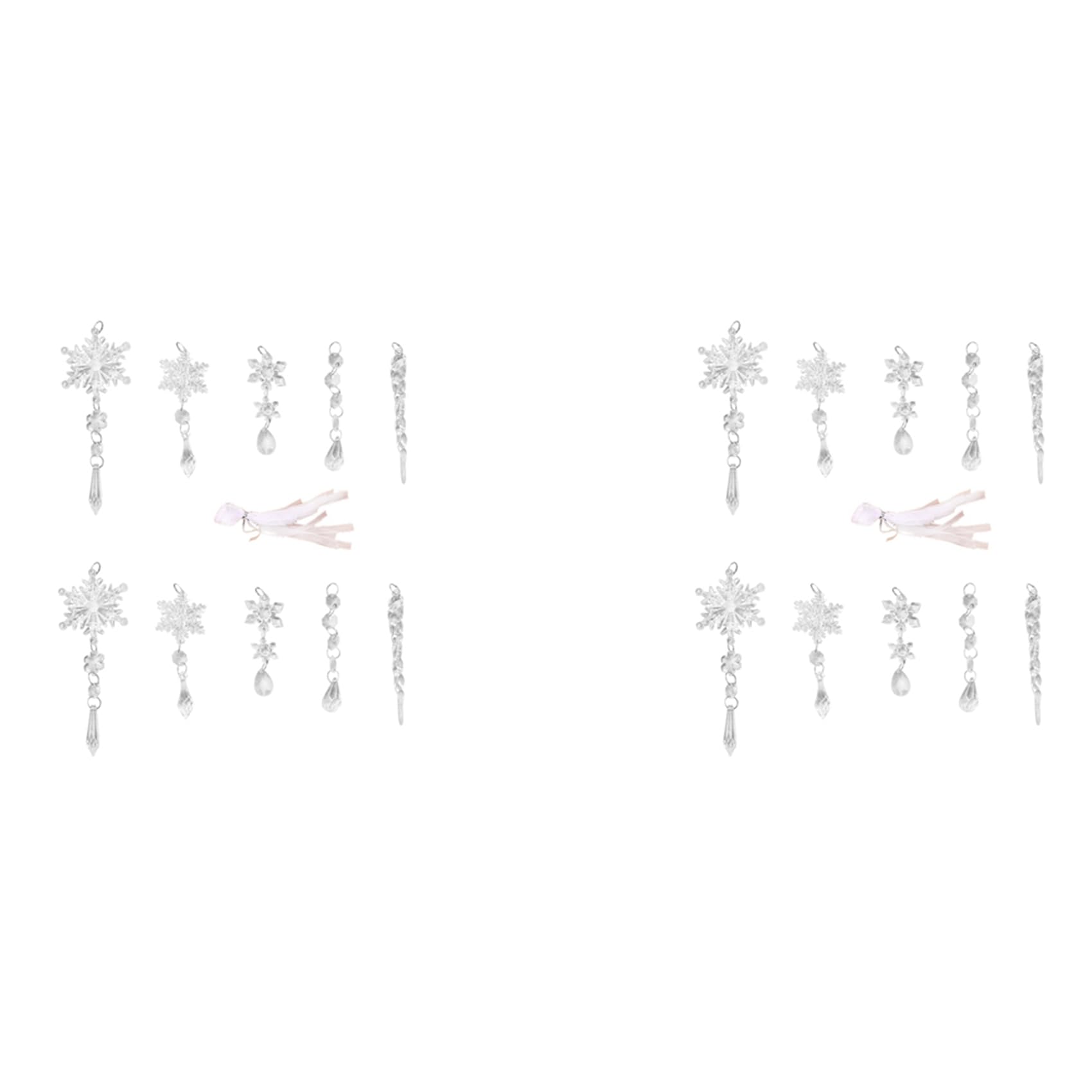 Vjsujehgy 20Pcs Acrylic Fake-Icicles Christmas Snowflake Pendants Xmas Tree Icicle Hanging Ornaments Christmas-Decoration Set