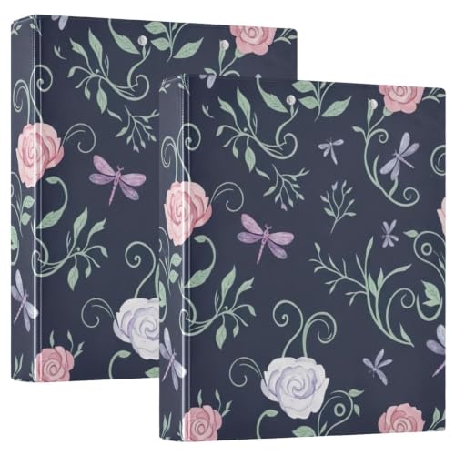 Classeur à motifs libellules et fleurs pour organiser vos cours et dossiers de bureau
