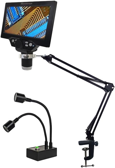 Miniatura 9 de Microscopio digital 1200x Soporte de cámara LCD USB de 9 pulgadas, soporte de brazo de cuello de cisne LED para teléfono móvil electrónico, PCB,