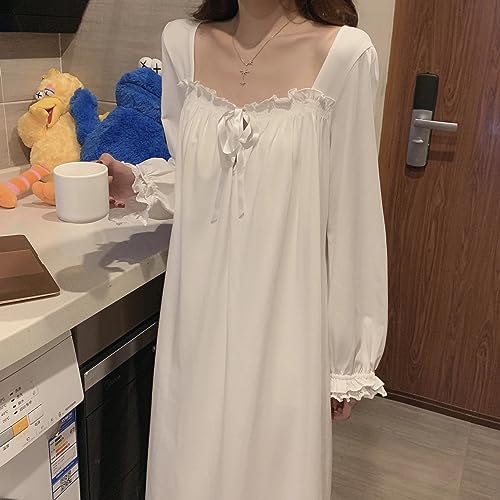Women Young Lady Modal Long Sleeve Nightdress Soft Princess Nightgown Pajamas4