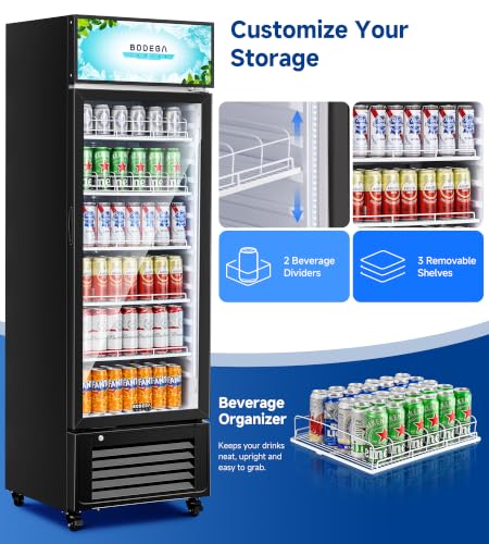 Image of BODEGACOOLER 13.03 Cu.Ft Commercial Beverage Refrigerator,Glass Door Cooler