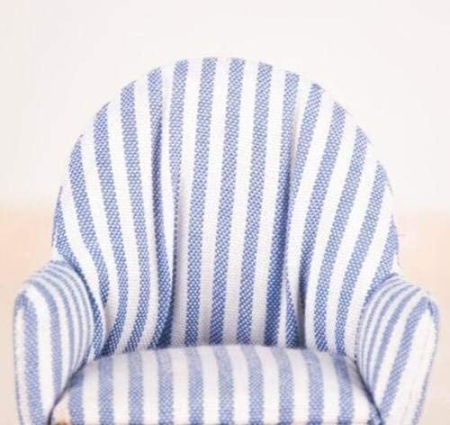 Miniatura 4 de EatingBiting Muñeca miniatura de casa de muñecas 1/12, sofá de rayas azul marino, muebles en miniatura 1:12, sala de estar, silla de muñeca,