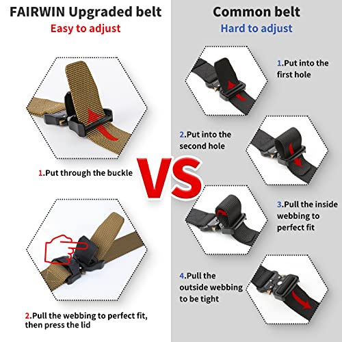 Image of FAIRWIN Tactical Belt, Military Style Webbing Riggers Web Gun Belt with Heavy-Duty Quick-Release Metal Buckle