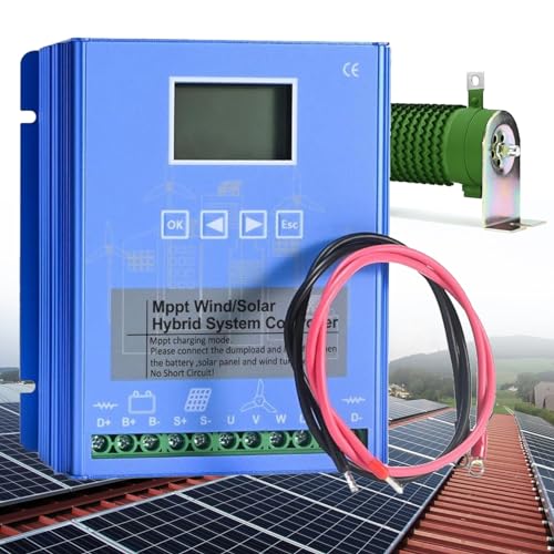 Kit generatore Eolico, regolatore di Carica, generatore per Turbine Verticali, apparecchiature per l'energia elettrica, regolatore Ibrido Eolico-Solare off-Grid da 2000 W con Display LCD, ge