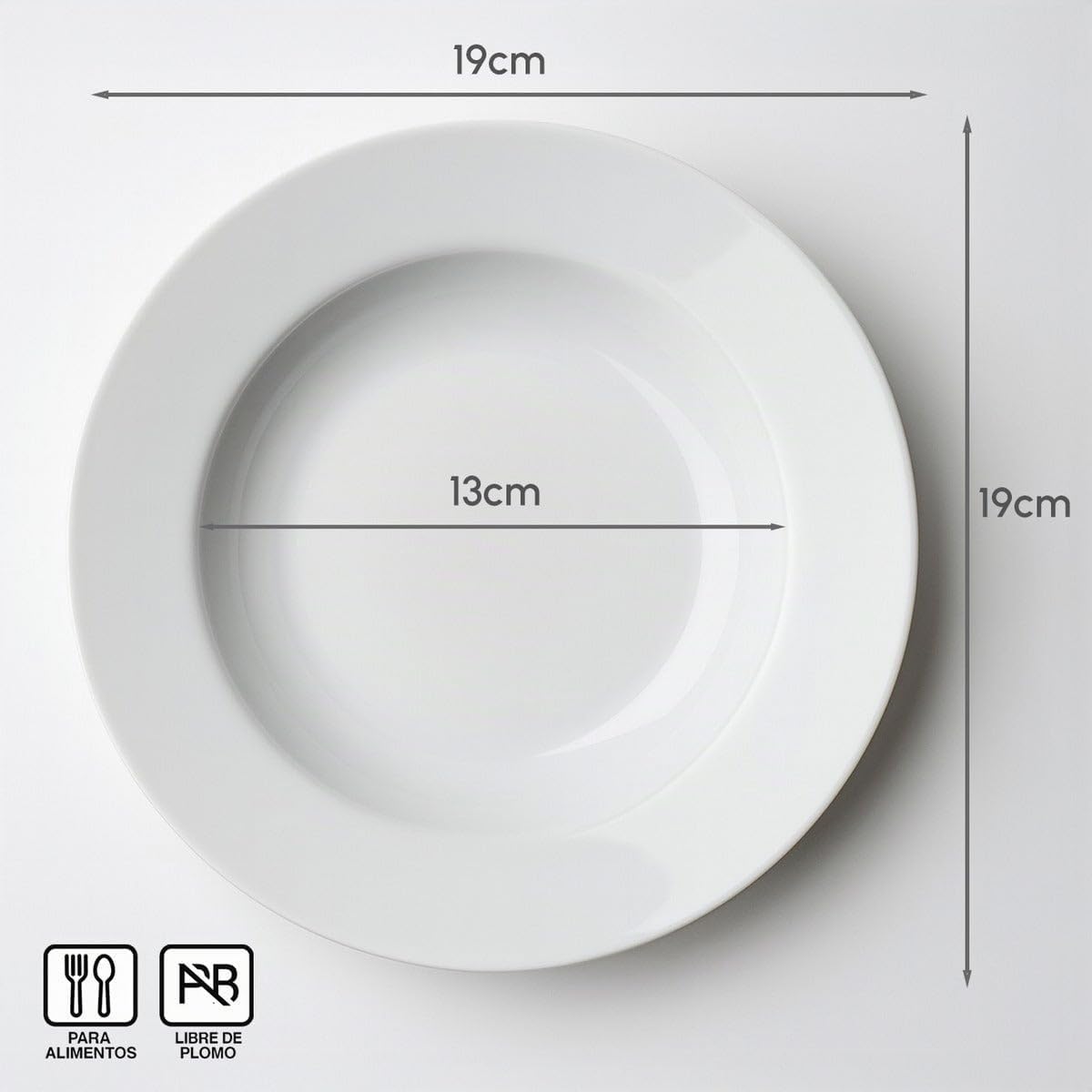 LOLAhome Juego de 12 platos hondos redondos blancos de porcelana de 21 cm. Configura tu vajilla completa moderna para 12 personas a tu gusto