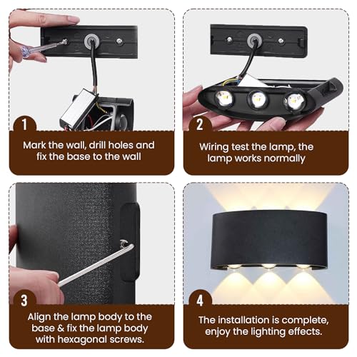 Image of GIGAWATTTS 6-Watt U-Shaped Up Down LED Wall Light Outdoor Indoor BIS Approved IP65 Waterproof Exterior & Interior Sconce Lamp for Garden Patio Fence (Warm White, Pack of 1)