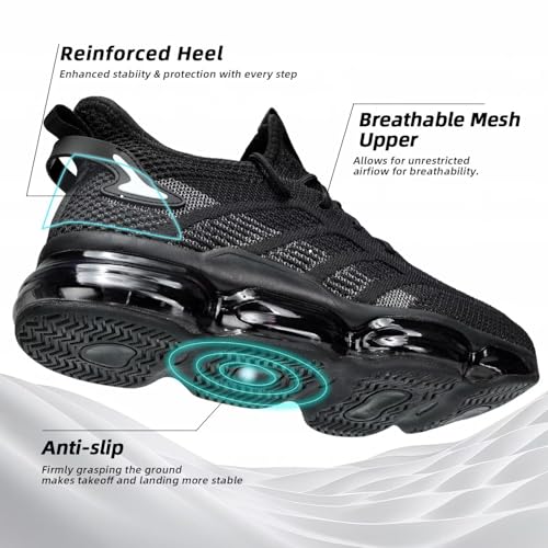 Image of Luogoks Men's Air Cushion Running Shoes Breathable Tennis Basketball Sneakers Non Slip Workout Casual Sport Shoes Gym Training Comfortable Fashion Shoes