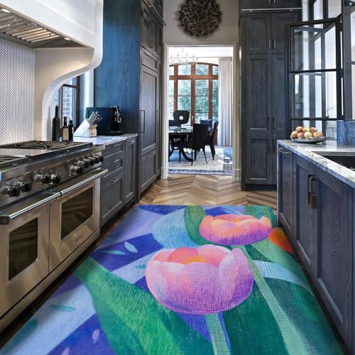 Descente lit lavable design abstrait floral pour chambre moderne