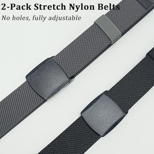 Image of WYuZe 2 Pack Nylon Belt Outdoor Military Web Belt 1.5 inch Men Tactical Webbing Work Belts for Men