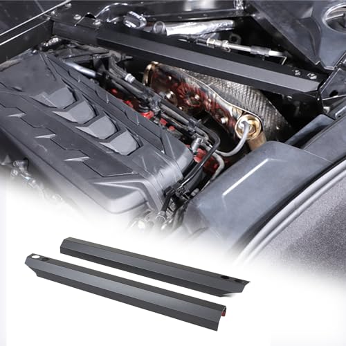 Image of CHEAYAR Engine Bay Panel Cover Compatible with Chevrolet Corvette C8 2020-2023, Engine Shroud Cover Panel Trims, C8 Accessories 2PCS (Engine Rod - Black)