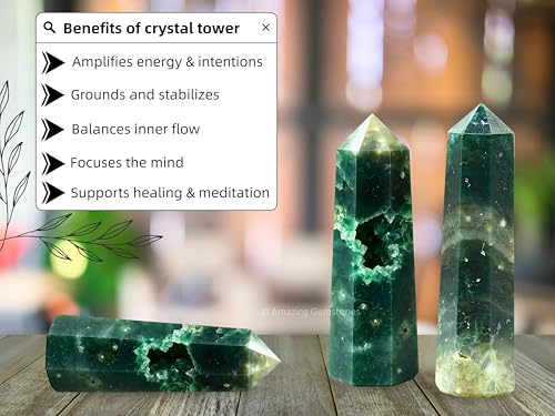 Image of Amazing Gemstone Ocean Jasper Crystal Towers ~ Natural Healing Crystal Point Obelisk for Reiki Healing and Crystal Grid (3 inch to 4 inch INCH)
