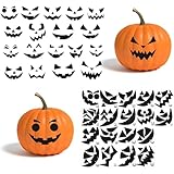 Gustum Pumpkin Decorating Stickers Kits Props Etching Pumpkin Template 18 Sheets Make Your Own Jack-O-Lantern Face Craft Decals Halloween Party Decorations Supplies Trick or Treat Party Favors