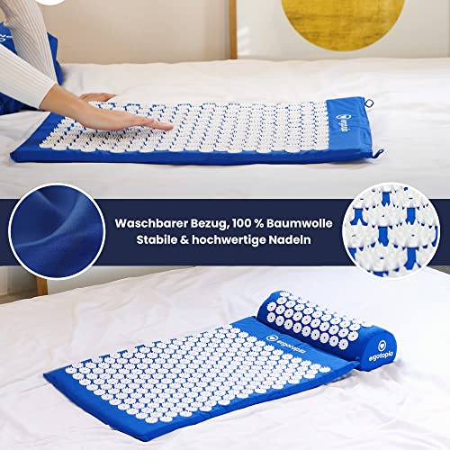 Ergotopia Akupressurmatte zur wohltuenden Entspannung/Massagematte für ruhige Momente und bessere Durchblutung/Inklusive Akupressurkissen