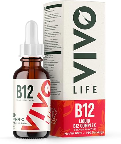 Vivo Life - Complejo de vitamina B12, suplemento de salud de alta potencia, gotas líquidas de sabor naranja, 2.0 fl oz, 60 porciones