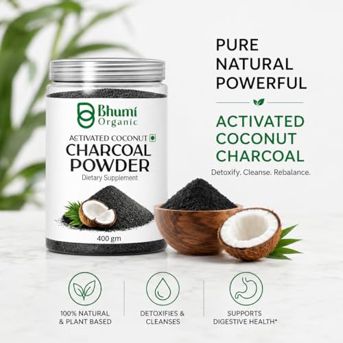 Image of Activated Charcoal Powder (400g) | Coconut Shell-Based, Teeth Whitening, Detox & Skin Care, Food-Grade, Vegan, Chemical-Free