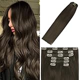 Clip In Hair Extensions Human Hair Dark Brown Hair Extensions Remy Hair Extensions 18Inch 70g #2 7PCS