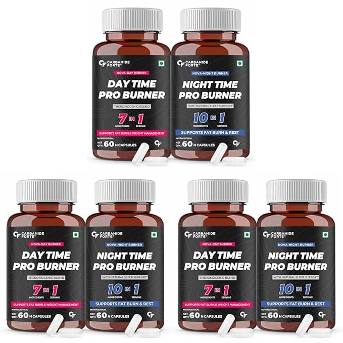 Carbamide Forte Night & Day Fat Burner for Men & Women | 24-Hour Metabolic Support & Weight Loss Support - 60 Capsules Each (Pack of 3)
