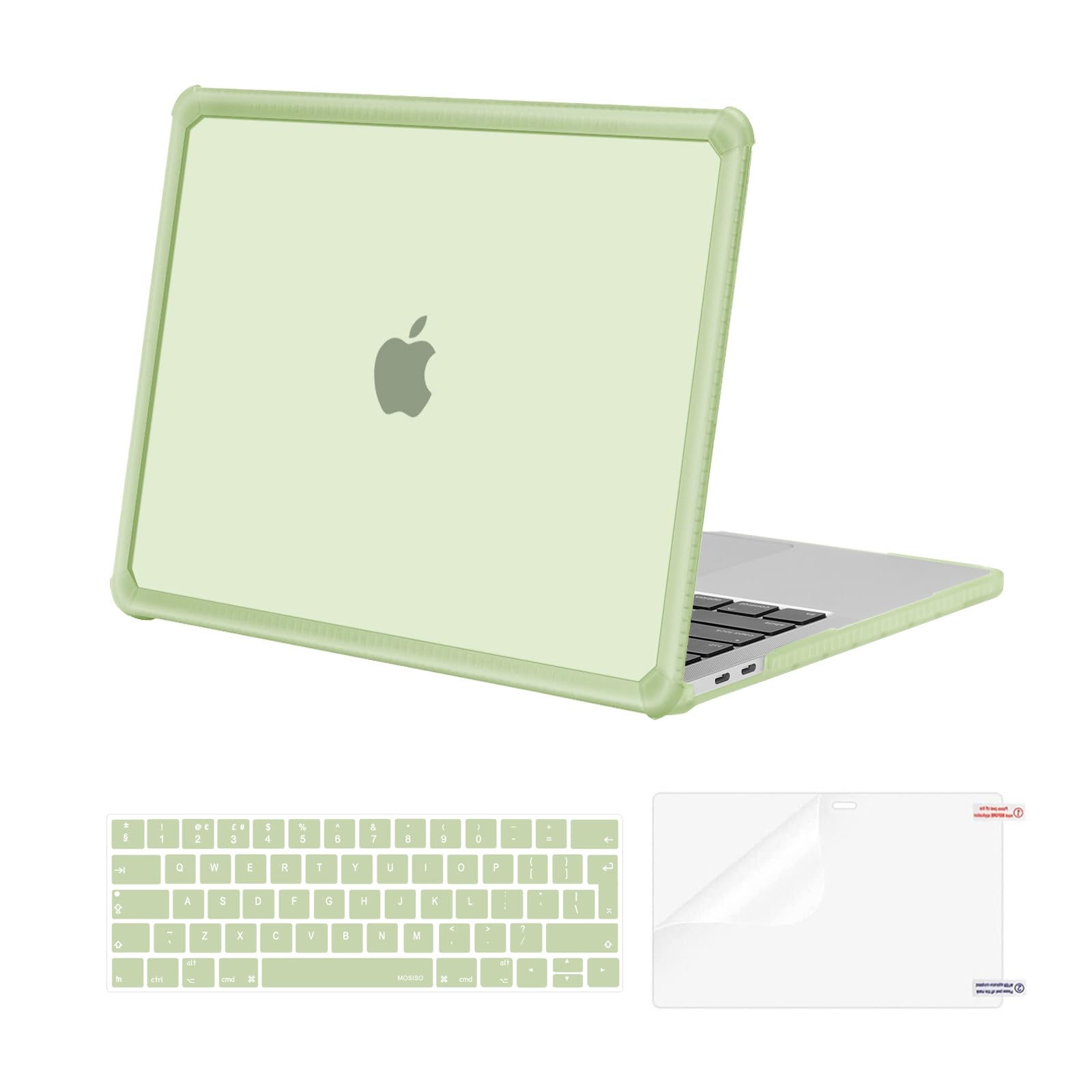 MOSISO Cover Compatibile con MacBook Pro 13 Pollici Custodia 2025-2016 M2 M1 A2338 A2251 A2289 A2159 A1989 A1708 A1706,Anti-Crepa Pesante Paraurti TPU Case&Copritastiera&Schermo Film,Salvia Verde
