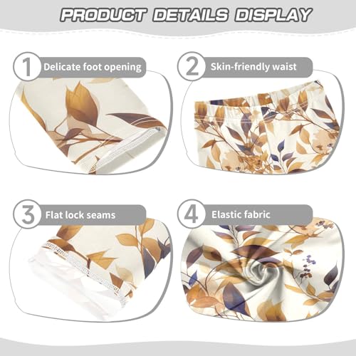 KLL Watercolor Leaves Branch Pattern Toddler Girl Leggings Stretchy Full Length Workout Pants Running3