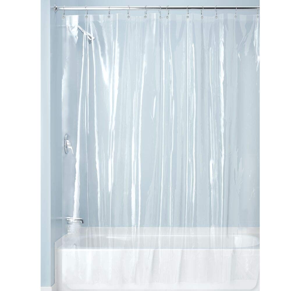 iDesign Vinyl Shower Liner, PVC-Free Mold- and Mildew-Resistant Curtain for Master, Guest, Kids' Bathroom, Bathtub, 72