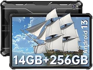 OUKITEL RT5 Tablet 10.1 Inch,14GB(8+6)+256GB Rugged Tablet Android 13 10000mAh Battery, 33W Fast Charge, Dual 4G SIM+5G WiFi Tablet, 1920x1200 FHD Display, 16MP Dual Camera, GPS/OTG/BT5.0, Black