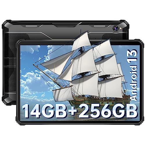 OUKITEL RT5 Rugged Android 13 Tablet 10.1 Inch FHD, 14GB+256GB 1TB Expandable Waterproof Tablet, 10000mAh Battery 33W Fast Charging Tablet PC, 16+16MP Camera, 4G Dual SIM+5G WiFi/OTG/GPS/T-Mobile