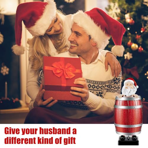 PLLYPE Lustiger Zigarettenhalter, Weihnachtsmann Zigarettenspender, Holzfass Zigarettenschachtel, Kann 9 Zigaretten halten, Geschenk für Mann, für Party, Streichgeschenk