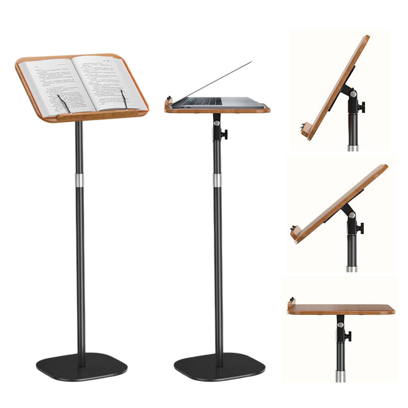 Bureau debout, réglable en hauteur de 46 à 120 cm, avec angle réglable, table d'appoint réglable, bureau mobile pour études, support de podium portable pour l'école, le bureau, l'église