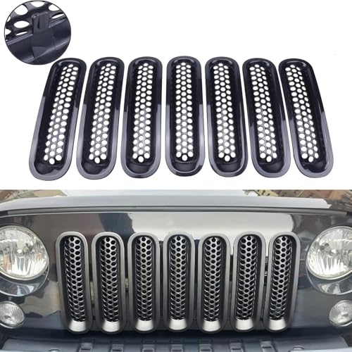 Protector de parrilla con clip para Jeep Wrangler JK JKU: kit de 7 rejillas de malla antiescombros 3