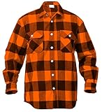 Rothco Extra Heavyweight Buffalo Flannel Shirts, Orange Plaid, Large