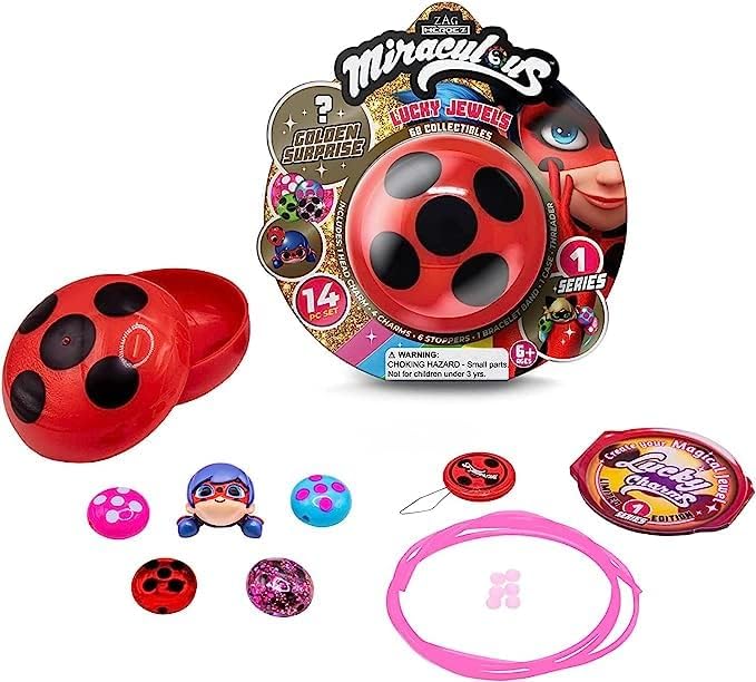 Miraculous Ladybug Lucky Jewels Charm Bracelet, Necklace, Dangle & More! (Blind Box) - Collect All 68 Gems! (2 Pack)