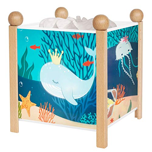 TROUSSELIER - L'Océan - Veilleuse - Lanterne Magique - Idéal Cadeau Enfant - Dessin animé - Lumière rassurante - Couleur Bois Naturel - Ampoule 12V 10W inclue - Prise Elec. EU
