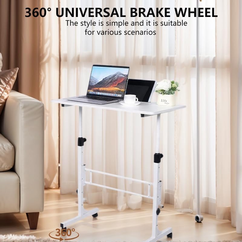 Portable Standing Desk Adjustable Height 27 5-43 3 Small Computer Desk with Wheels Foldable Home Office Desk Folding — view 8