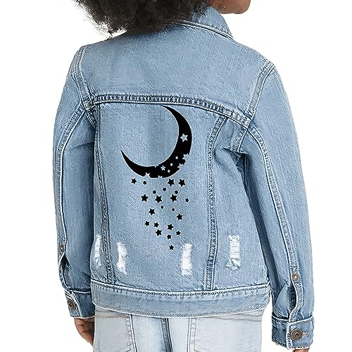 Moon Pocket Stars Toddler Denim Jacket - Moon Motif Stuff - Cute Aesthetic Gift