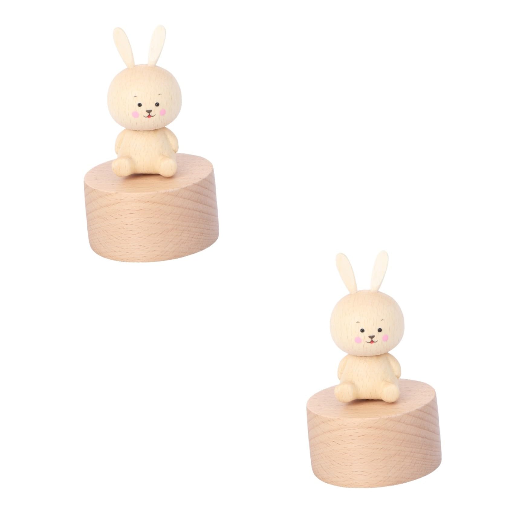 Ciieeo 2 Stk Musikbox Musical Besonders das der Musik Merch Die Ring kiddibuzz kindes music box Rabbit ornamente Desktop- Desktop-Ornament Heimdekoration Holz Khaki