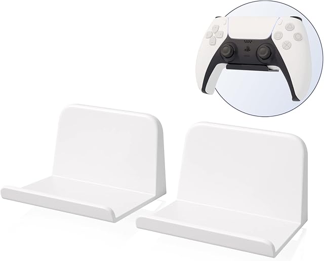 sciuU Wall Mount Stand Holder for Game Controller / Headphones, [2 Pack] Adhesive 3M (included) Hangers, Universal Hook Accessories for Gamepad of PS5 / PS4 / Xbox , No Screws