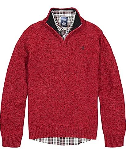 IZOD Boys' 2-Piece Sweater Set with Long Sleeve Collared Button-Down Dress Shirt, Rouge Plaid, 4-5