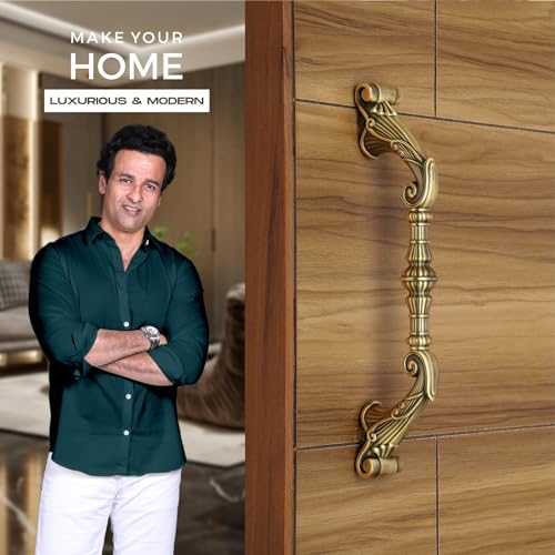 Image of LAPO 10 Inch Dhanush Main Door Handle for Home, Pull Handle for Wooden and Glass Doors, Antique Finish, Corrosion Resistant, 3 Years Warranty, Pack of 2