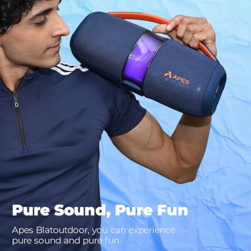 Image of APES BlastOutdoor Bluetooth Party Speaker, 8Hrs Playtime, Dynamic RGB LED's, 40W Speaker (Blue)