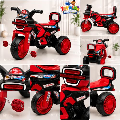 Image of NEXA Bike Pedal Tricycle for Kids Toddler Trike Headlight, Music, Curved Seat and Backrest Push Along Pedal Trike for 2 Years to 4 Years | RED | TOYMINE