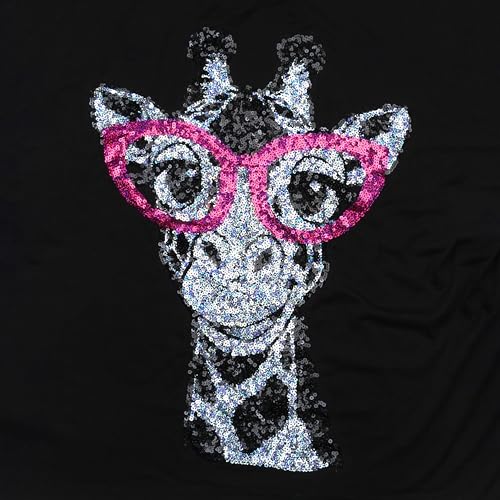Image of PESION Womens Short Sleeve T-Shirt Sequined Tops O-Neck Funny Graphic Tees Blouse