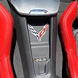 C8 Corvette Waterfall Wireless Phone Charging Bay Crossed Flag Emblem Decal - 4.5' x 4.5' Logo USA Made for 2020-2026 Corvettes (Chrome)