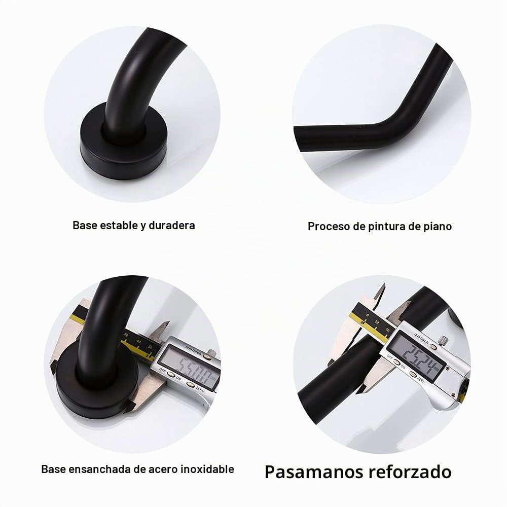 Asa de Seguridad para Baño Barra Soporte Ducha Acero Inoxidable Toallero de Ducha de Antideslizante Soporte Asidero de Ducha para Barandas para Ancianos y Niños, Negro