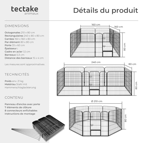 Parc chiot extérieur tectake pour des moments de jeu sereins dans le jardin - 7
