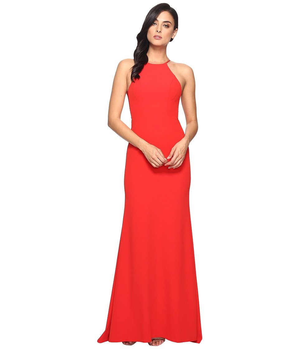 Faviana Women's Crepe Halter w/Strap Sides S7913 Red Dress